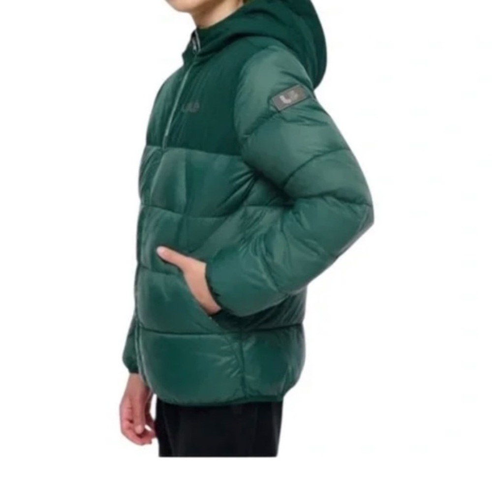 Lole - Puffer Jacket kids warm winter hooded green packable size 7 boys/girls